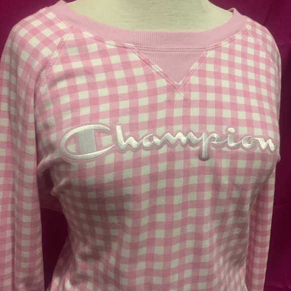 CHAMPION PINK PLAID SWEATSHIRT - Picture 3 of 4